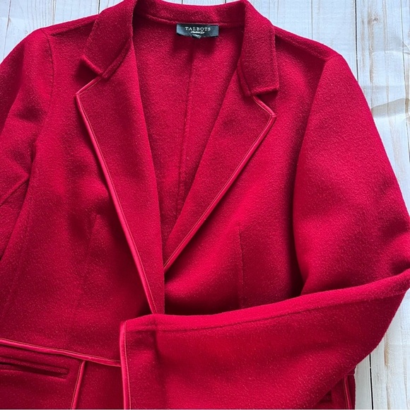 Talbots Red Wool Single Button Satin Lined Blazer size 16 - Picture 11 of 13